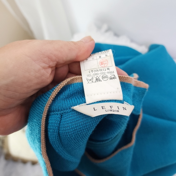 Lefin London size 12/14 aqua blue wool-blend A-line skirt - Picture 7 of 7